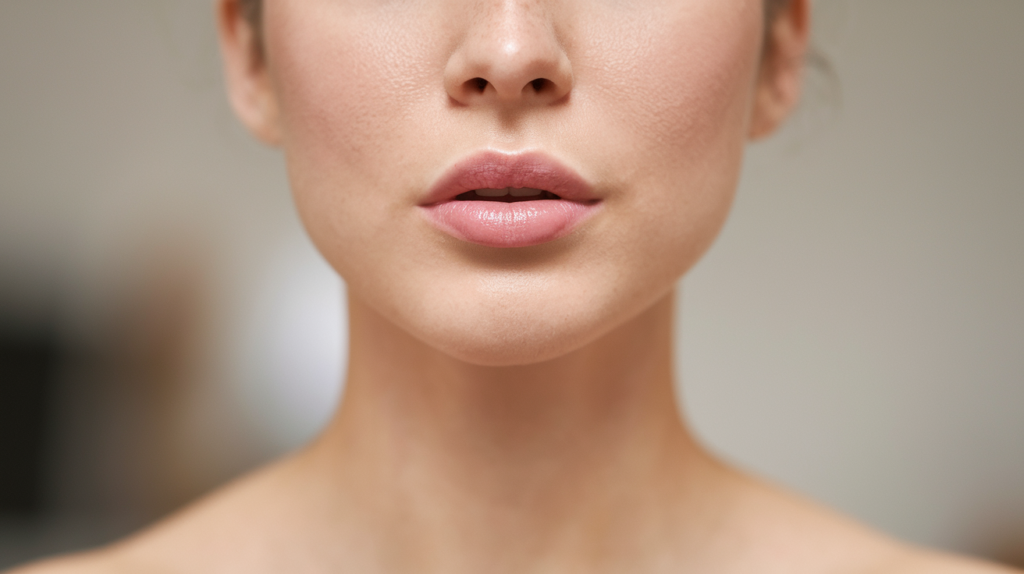 입술 헤르페스 여성 얼굴반