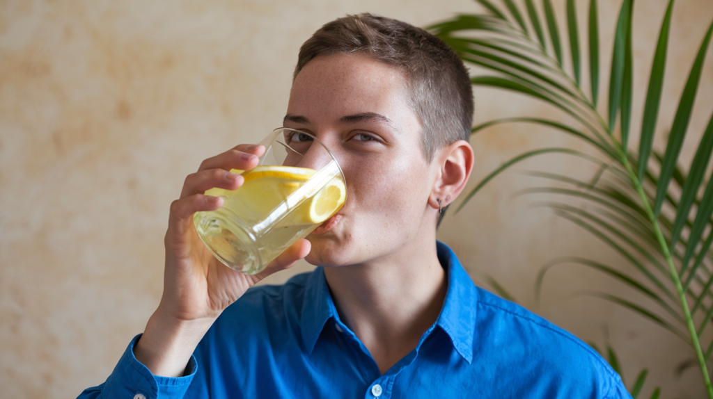 레몬수 효능 마시는 장면