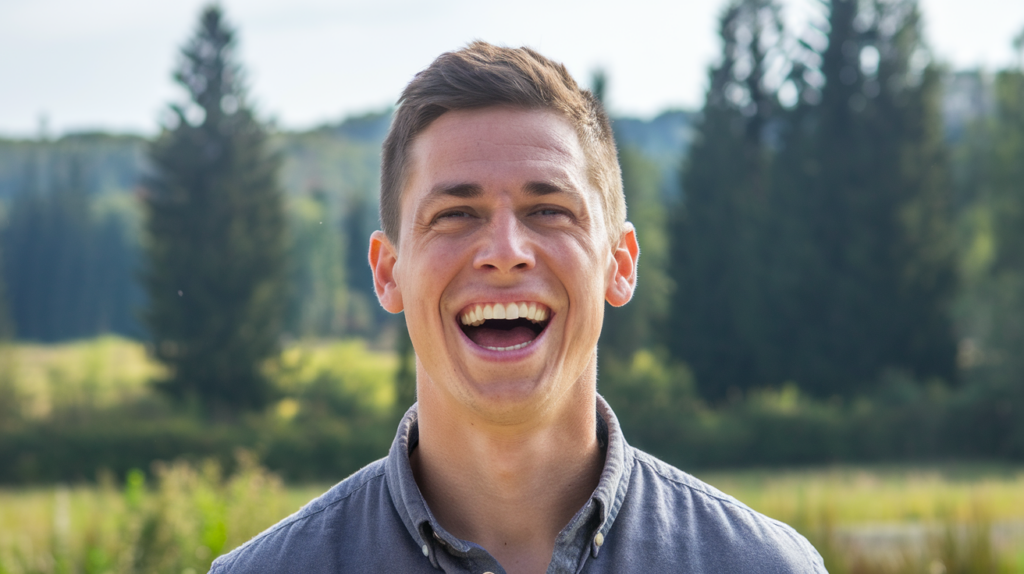 혀운동 남성 미소